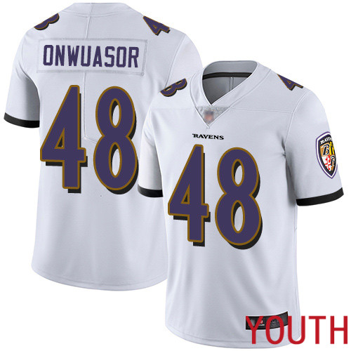 Baltimore Ravens Limited White Youth Patrick Onwuasor Road Jersey NFL Football #48 Vapor Untouchable->nfl t-shirts->Sports Accessory